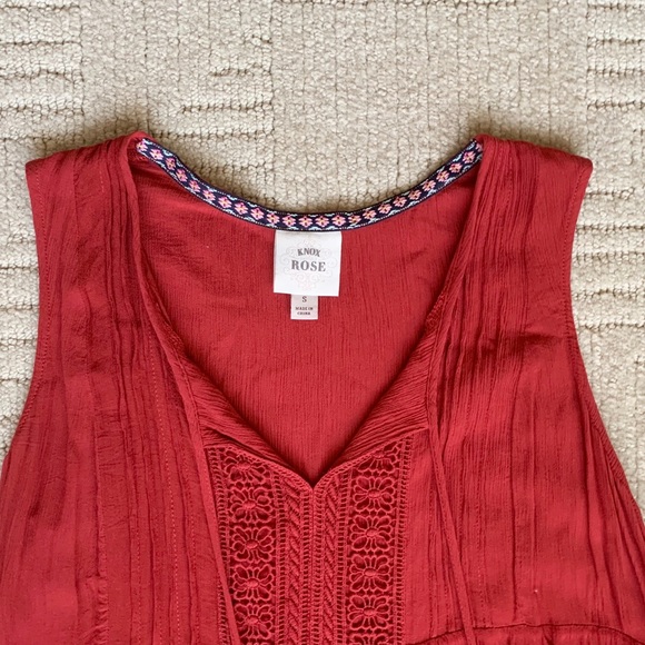 Red Boho Peasant Tie Tank - Picture 2 of 4